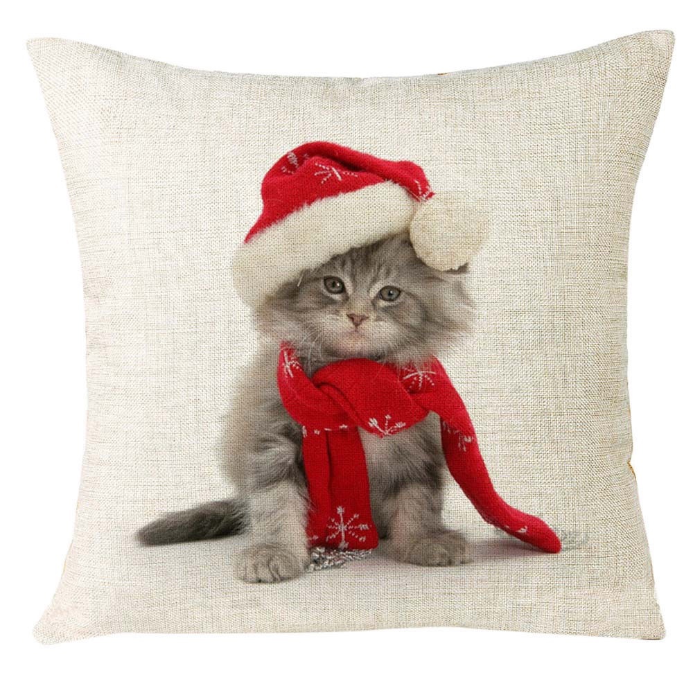 New Christmas Kitten Decorative Throw Pillow